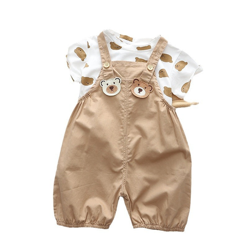 Short Sleeve Strap Kids Clothes Two-piece Suit - boy's / 100cm