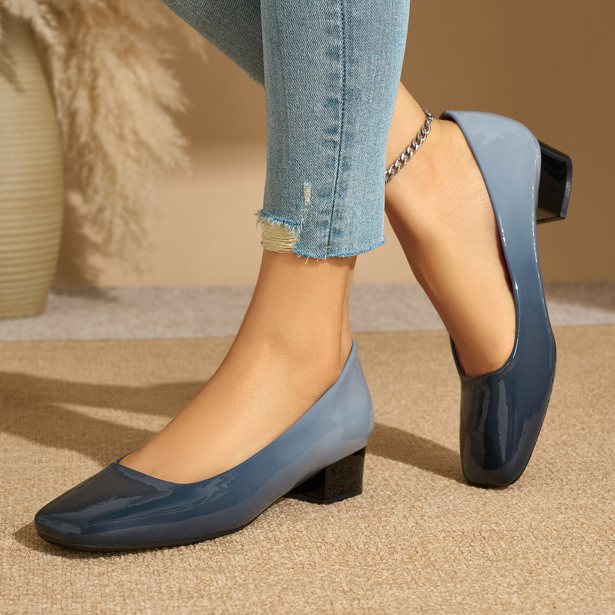 Gradient Color Elegant Heel Shoes For Women - Gradient Blue gray / 36