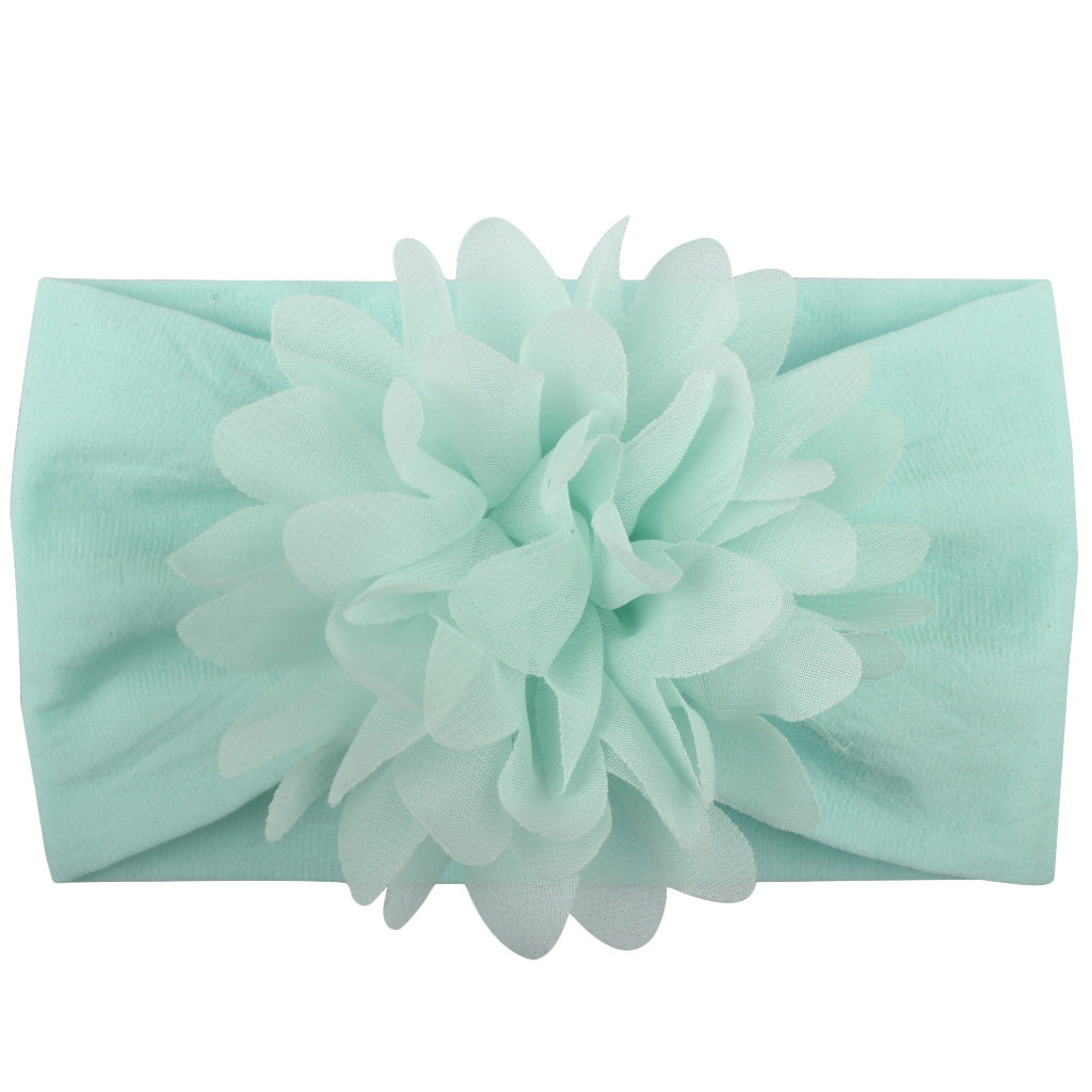 6-Piece Baby 3D Chiffon Flower Nylon Headbands - Macaron Colors - 1Style