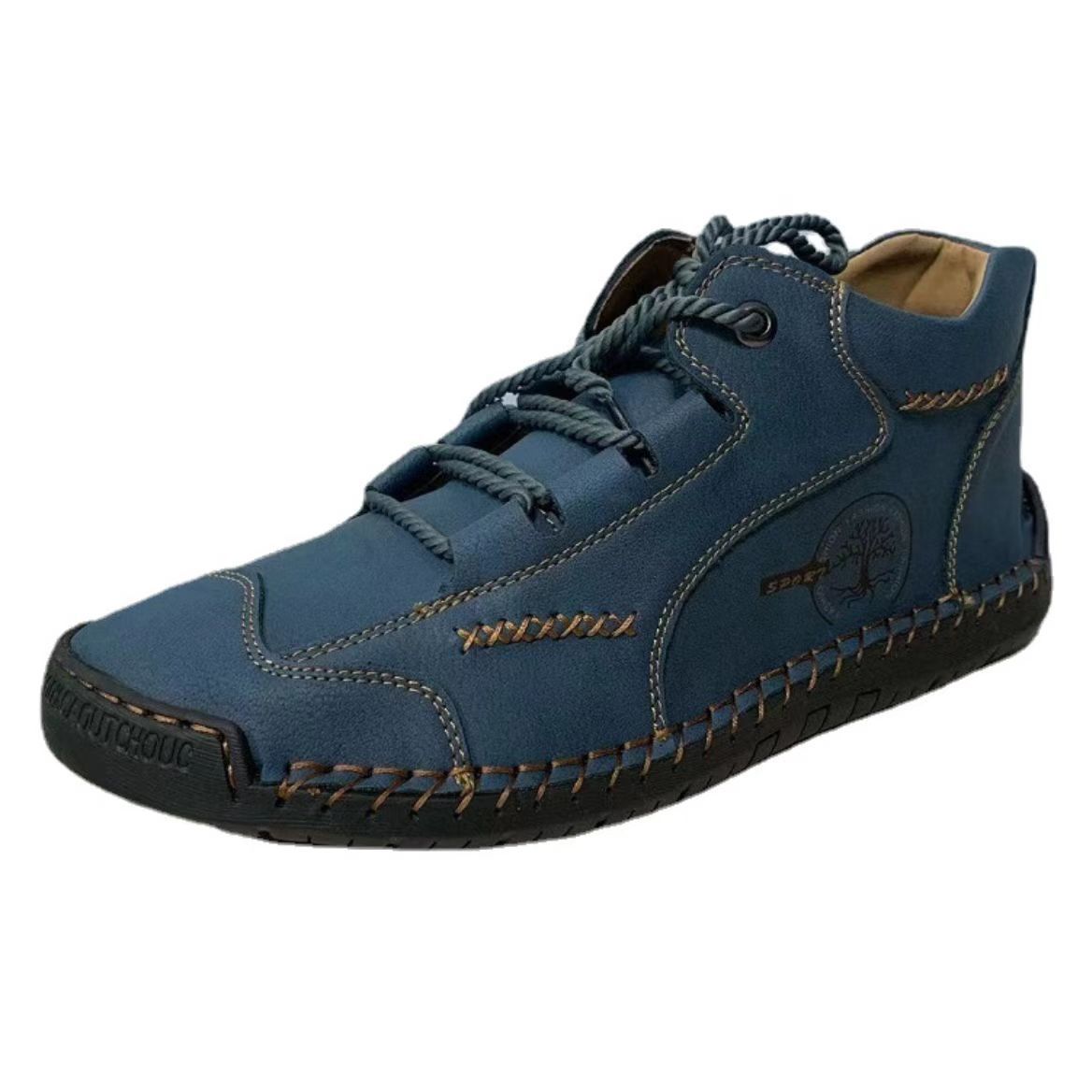 Men's High-Top Leather Casual Short Boots - 9932 blue bag / 38