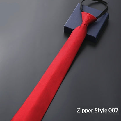 Mens Business Formal Zipper Tie With Blue Stripes - Zipper 007