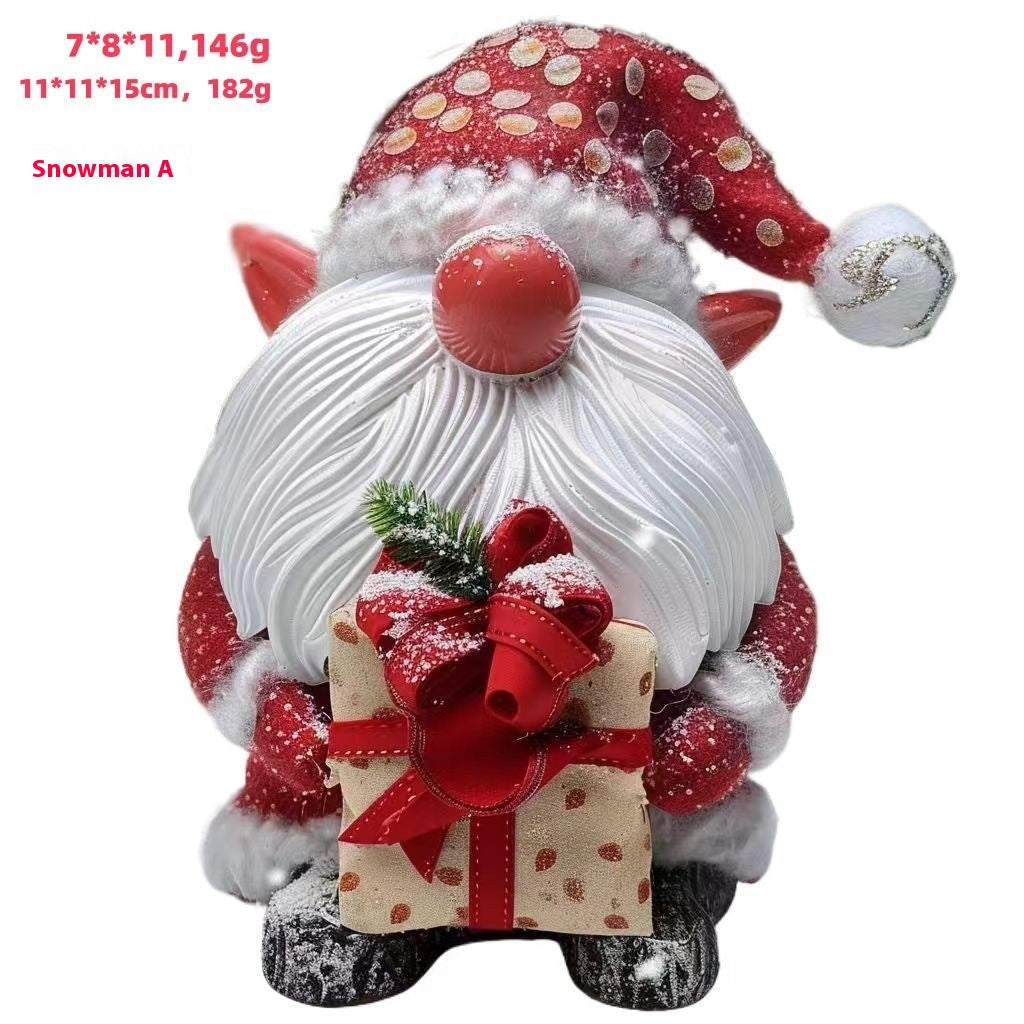 Green Fur Snowman Christmas Home Ornament - Snowman Type A