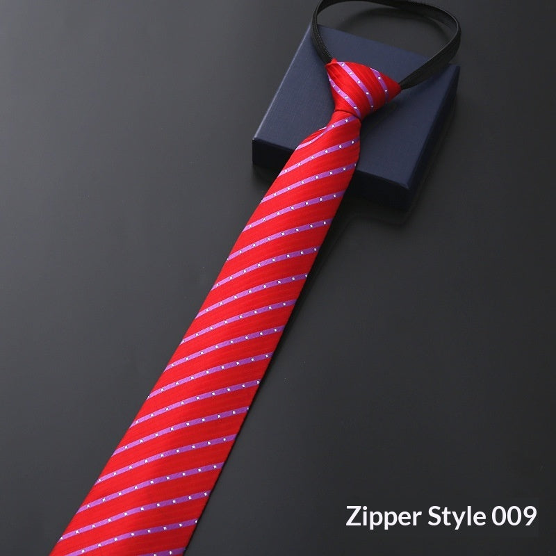 Mens Business Formal Zipper Tie With Blue Stripes - Zipper 009