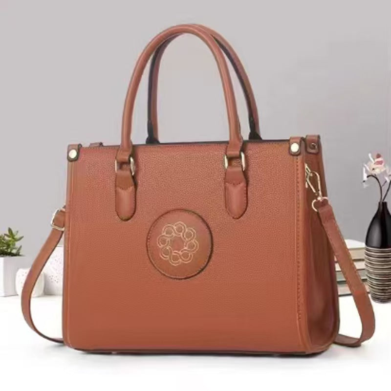 Korean-style Elegant Womens Casual Tote Handbag - Black