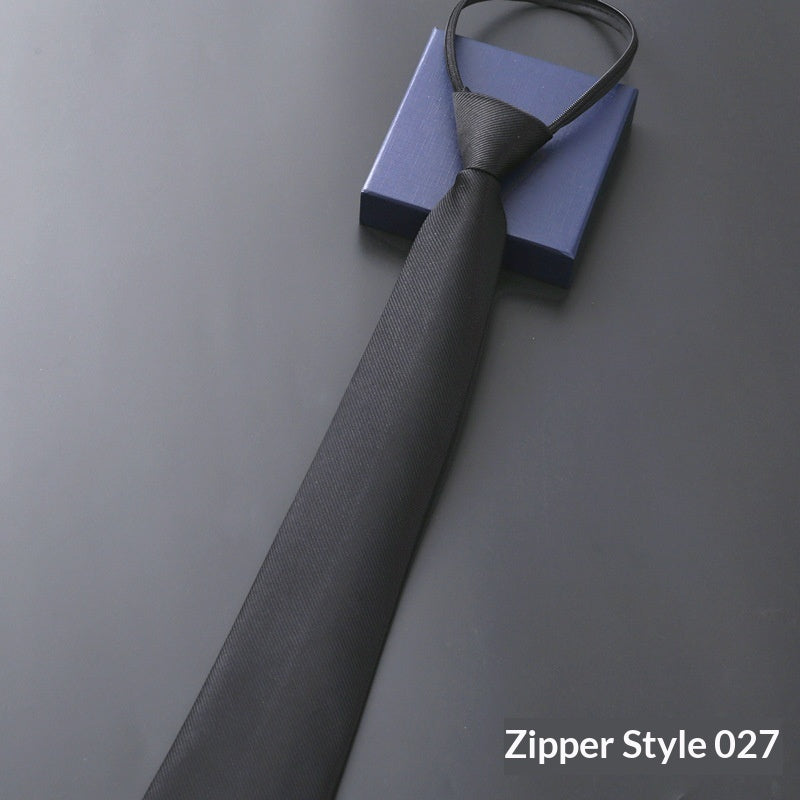 Mens Business Formal Zipper Tie With Blue Stripes - Zipper 027