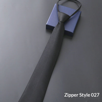 Mens Business Formal Zipper Tie With Blue Stripes - Zipper 027