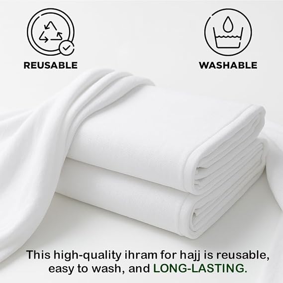 Men's Ihram Set with Hajj Belt - Soft Towel Fabric White - Default Title