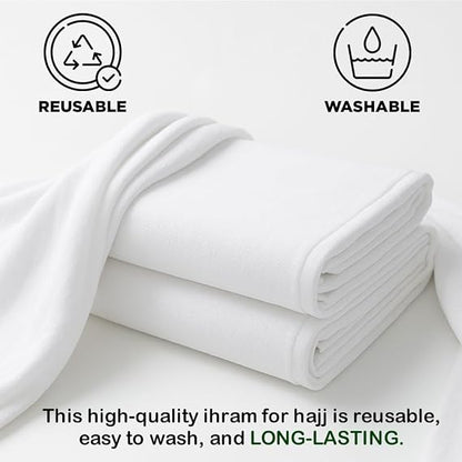 Men's Ihram Set with Hajj Belt - Soft Towel Fabric White - Default Title