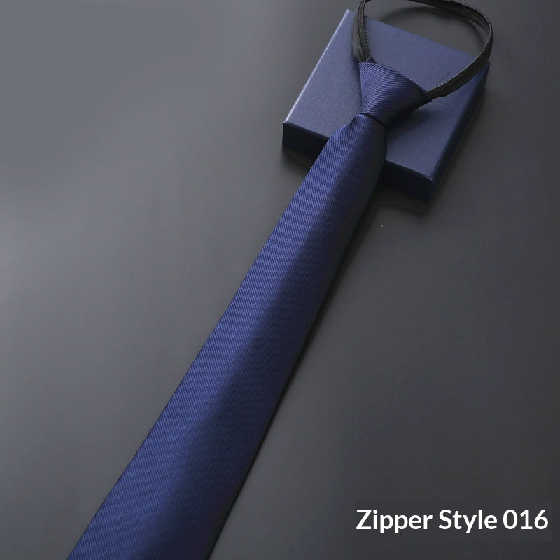Mens Business Formal Zipper Tie With Blue Stripes - Zipper 016