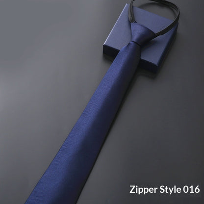 Mens Business Formal Zipper Tie With Blue Stripes - Zipper 016