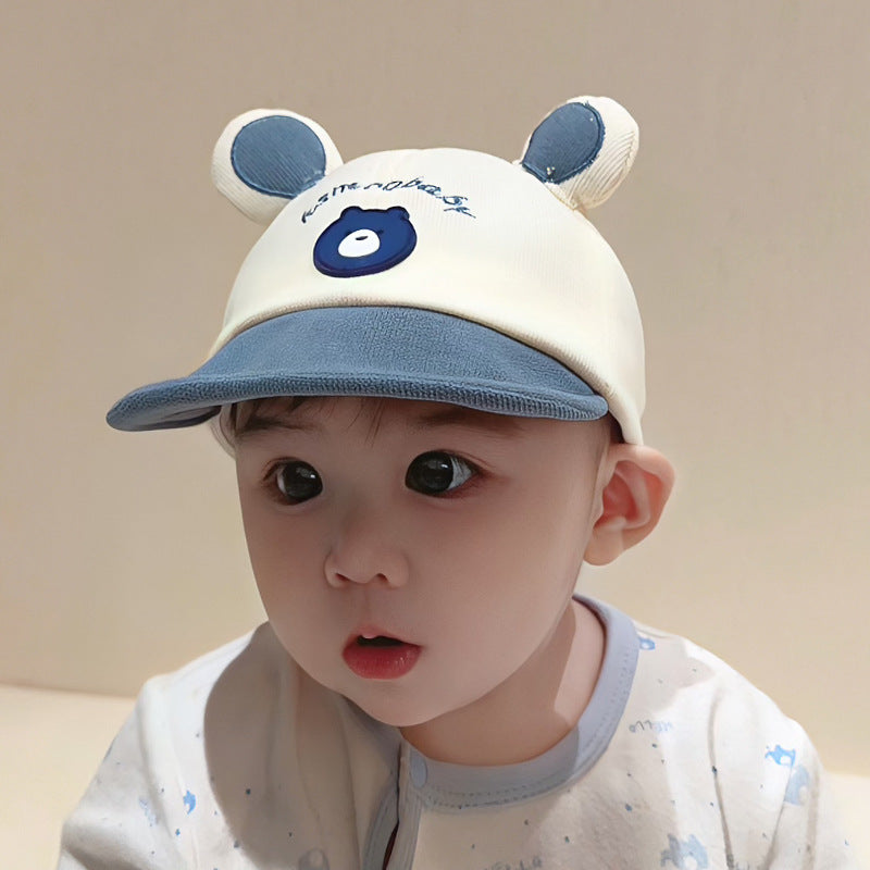 Bear-Head Cotton Baseball Cap for Babies and Toddlers 5-24m - Beige / One Size