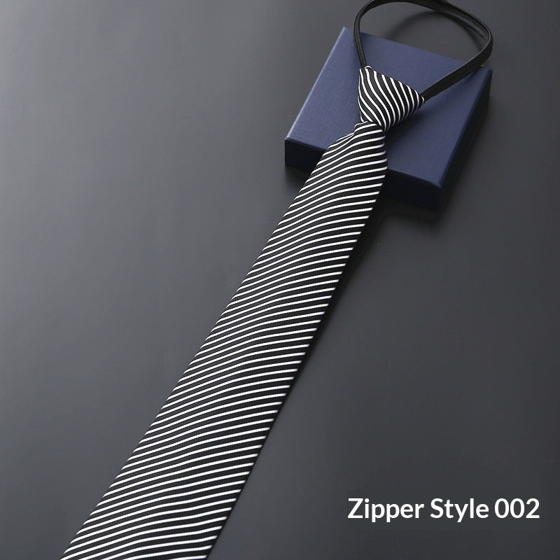 Mens Business Formal Zipper Tie With Blue Stripes - Zipper 002