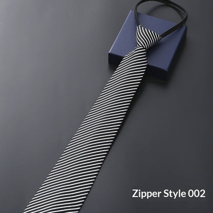 Mens Business Formal Zipper Tie With Blue Stripes - Zipper 002