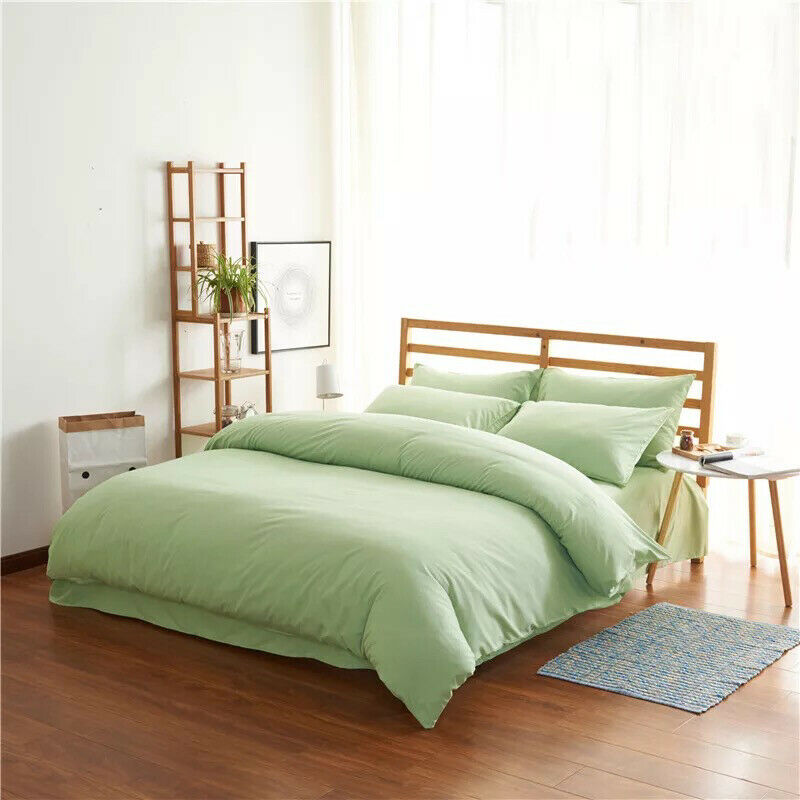 Modern 4-Piece Plain Twill Bedding Set - Olive / 2.0m