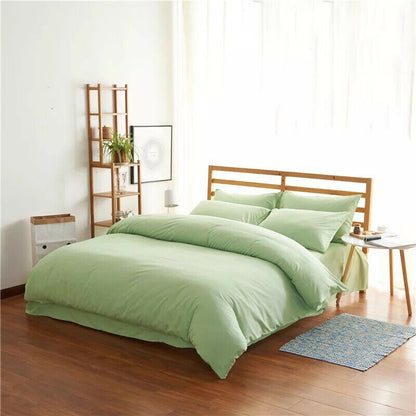 Modern 4-Piece Plain Twill Bedding Set - Olive / 2.0m