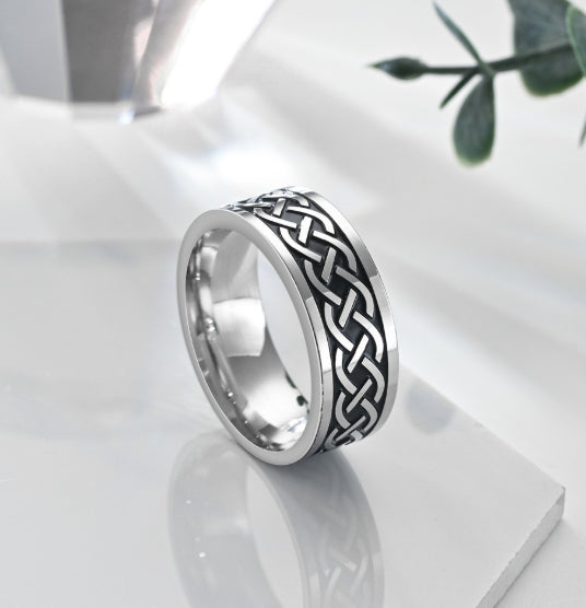 Mens Personalized Stainless Steel Ring - Black / 10