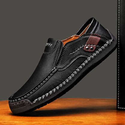 Hand-stitched Mens Shoes Outdoor Casual - 9916 Dark Brown Hollow / 38