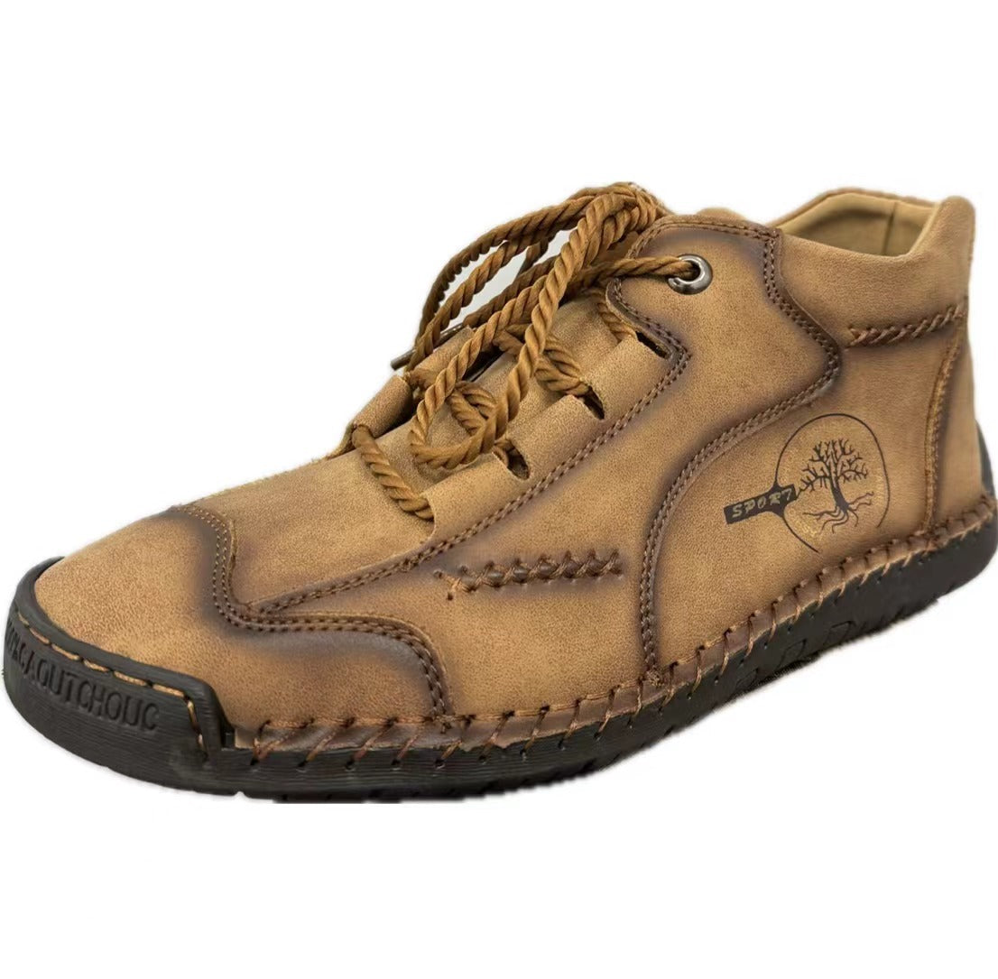 Men's High-Top Leather Casual Short Boots - 9932 brown bag / 38