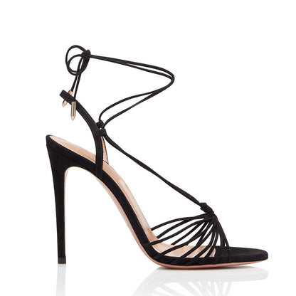 Fashion Sandals Strap Stiletto Heels For Women - Black / 34
