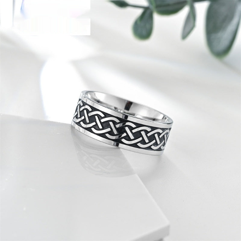 Mens Personalized Stainless Steel Ring - Black / 10