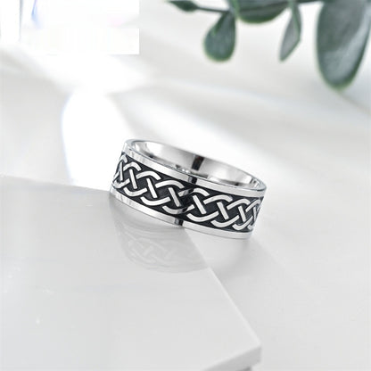 Mens Personalized Stainless Steel Ring - Black / 10