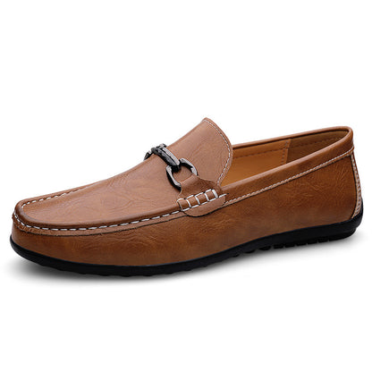 Men's Soft-soled Slip-on Casual Leather Shoes - Light Brown / 36