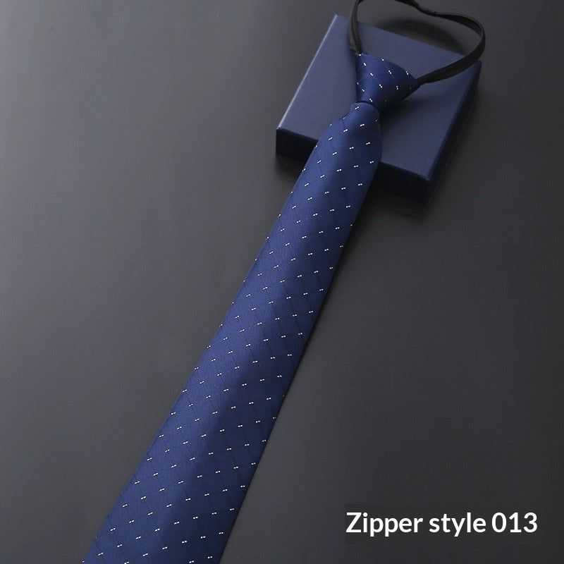 Mens Business Formal Zipper Tie With Blue Stripes - Zipper 013