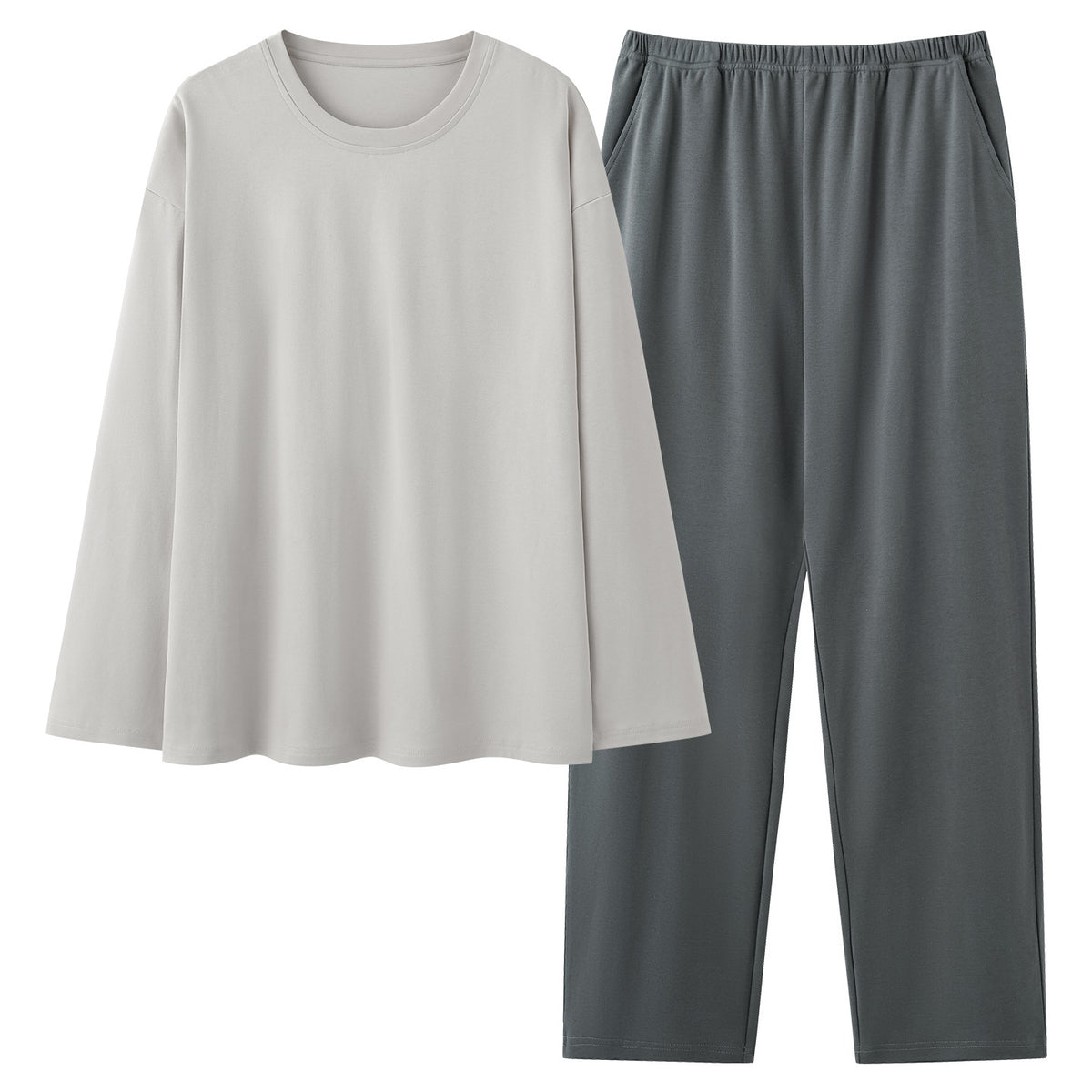 Mens Cotton Pajama Set With Long-sleeve Top And Long Pants - 3695color / 2XL
