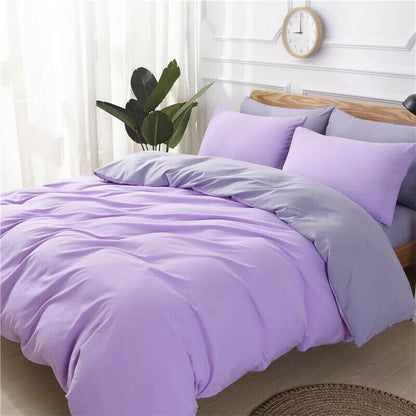 Modern 4-Piece Plain Twill Bedding Set - Lilac / 2.0m