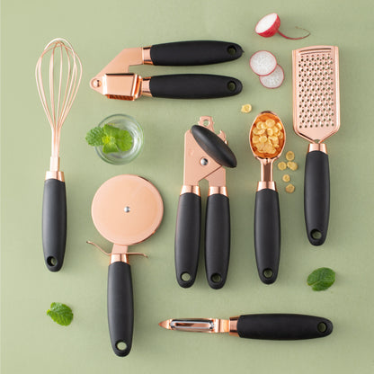 Rose Gold Stainless Steel Kitchen Tool Set - 7-Piece Set - Blue