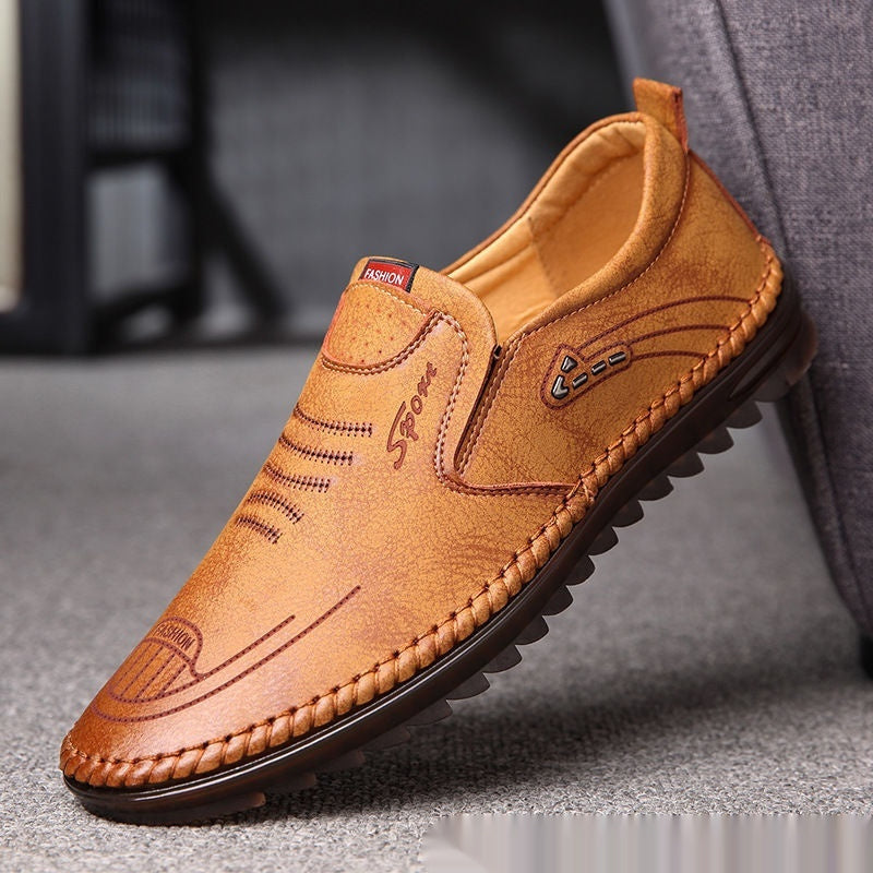 Men's New Style Casual Genuine Leather Soft Sole - Khaki 521 / 38