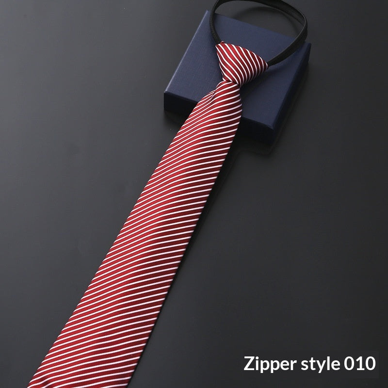 Mens Business Formal Zipper Tie With Blue Stripes - Zipper 010
