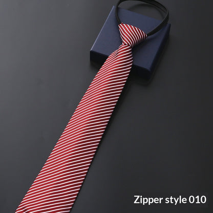 Mens Business Formal Zipper Tie With Blue Stripes - Zipper 010