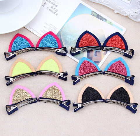 Kids' Nylon Cat Ears Hair Clips - Cute Animal Hair Accessories - Black