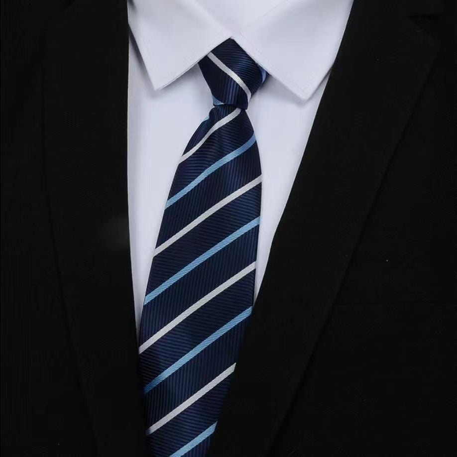 Mens Business Formal Zipper Tie With Blue Stripes - Zipper 31