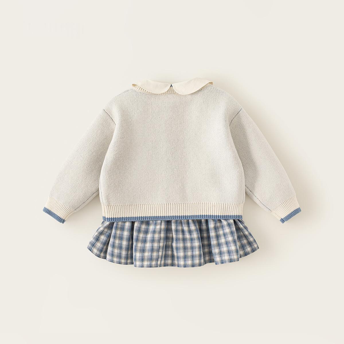 Baby Girls Knitted Cardigan And Infant Dress Set - Beige Suit / 100