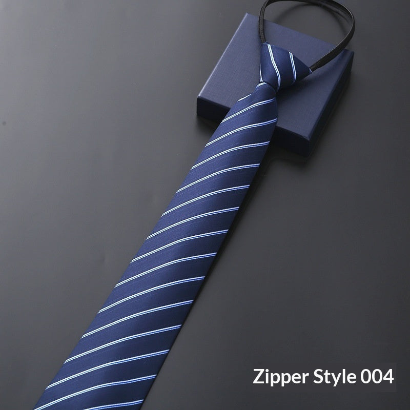 Mens Business Formal Zipper Tie With Blue Stripes - Zipper 004