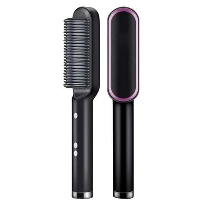Electric Hair Straightener Brush & Hot Comb - Black