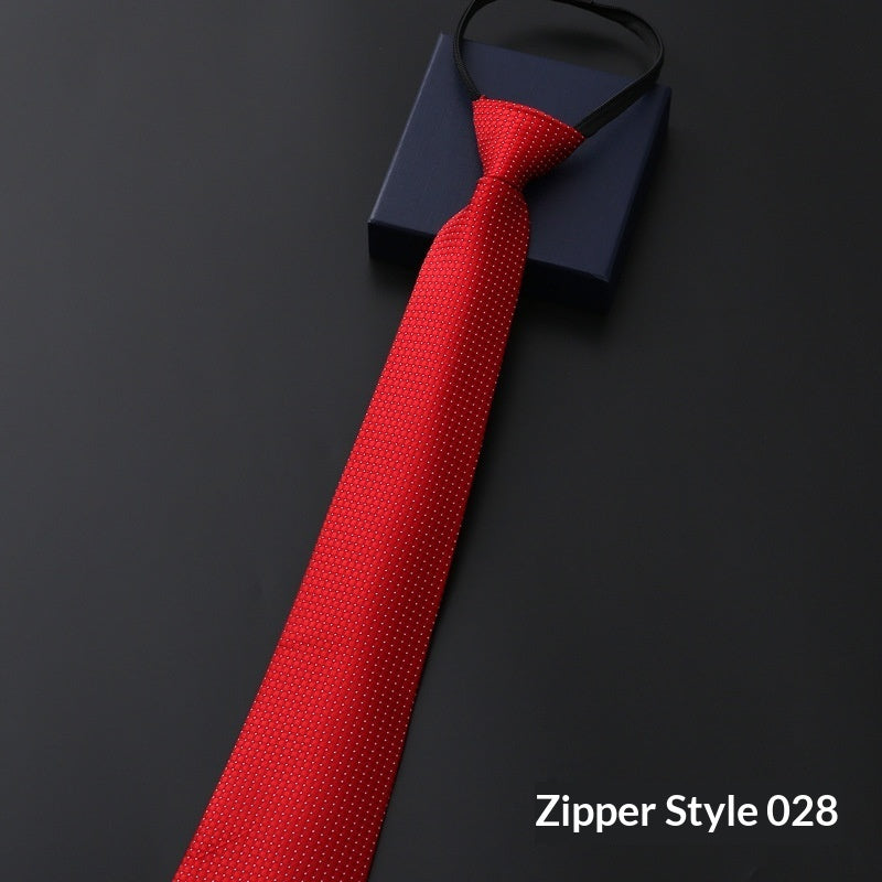 Mens Business Formal Zipper Tie With Blue Stripes - Zipper 028
