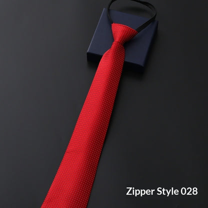 Mens Business Formal Zipper Tie With Blue Stripes - Zipper 028