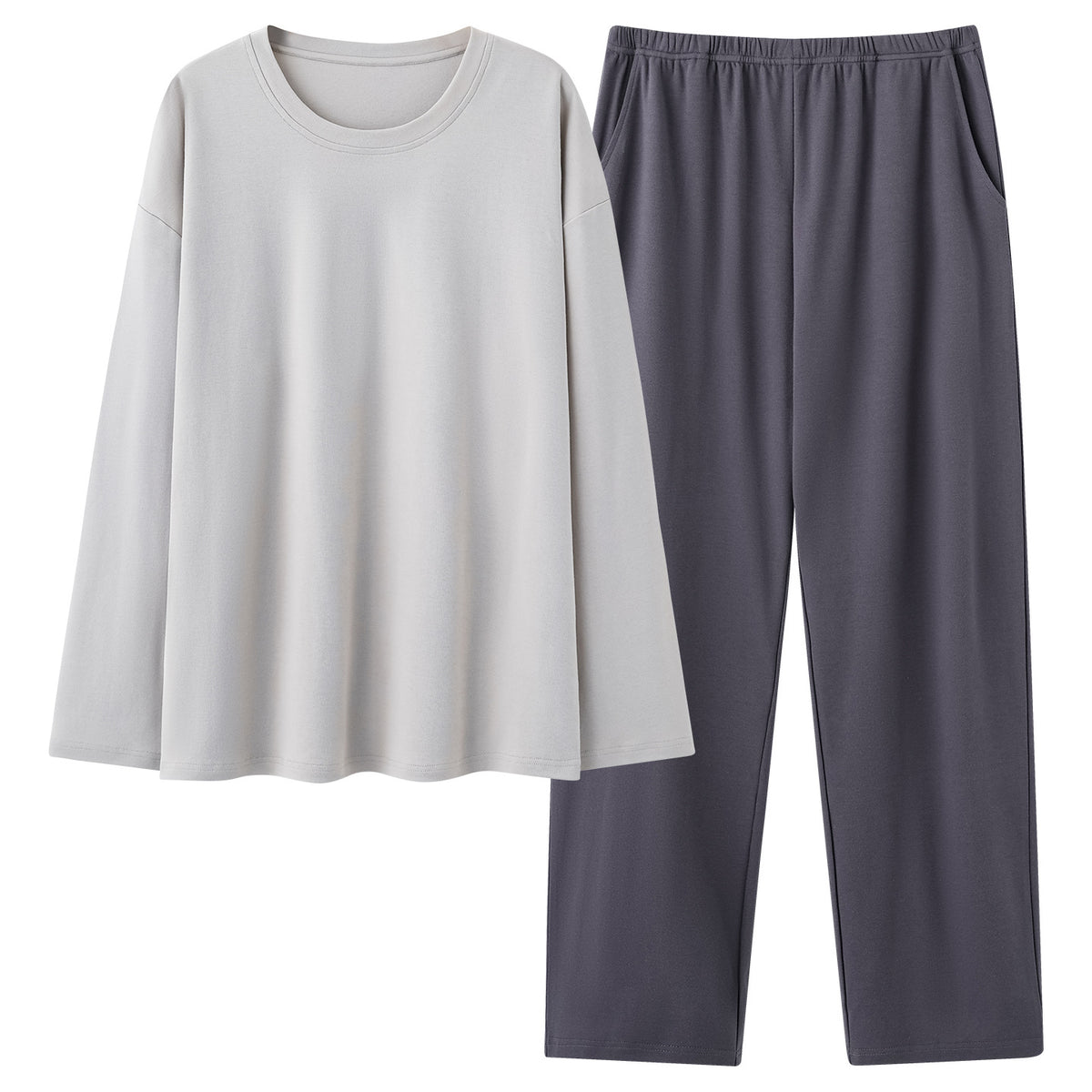Mens Cotton Pajama Set With Long-sleeve Top And Long Pants - 3699color / 2XL