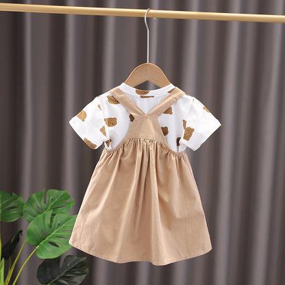 Short Sleeve Strap Kids Clothes Two-piece Suit - boy's / 100cm