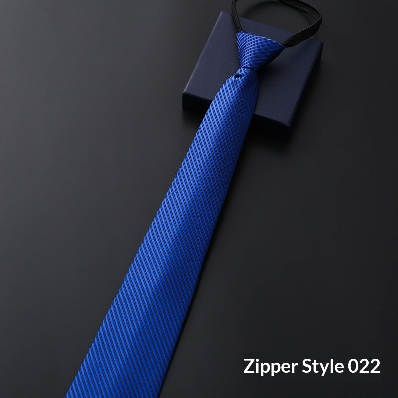 Mens Business Formal Zipper Tie With Blue Stripes - Zipper 022