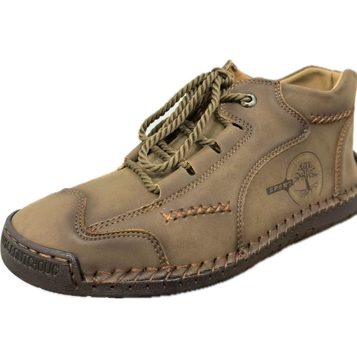 Men's High-Top Leather Casual Short Boots - 9932 khaki bag / 38