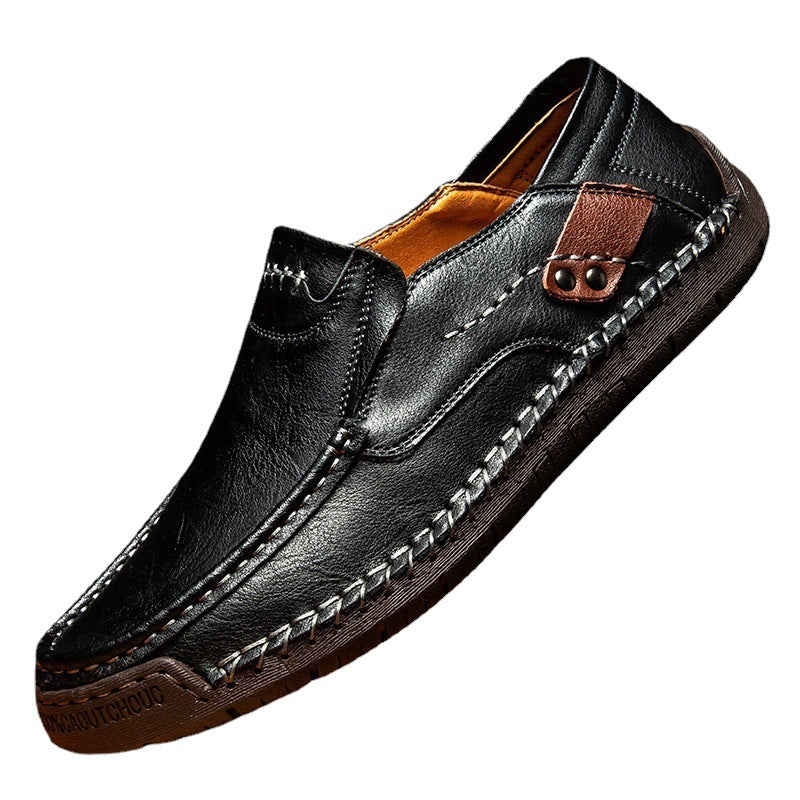 Hand-stitched Mens Shoes Outdoor Casual - 9916 Dark Brown Hollow / 38