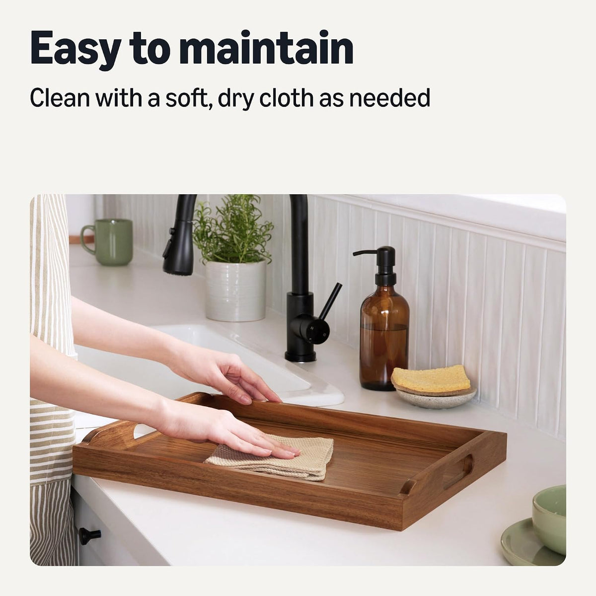 Acacia Wood Serving Tray| Rustic Wooden Tray - BROWN