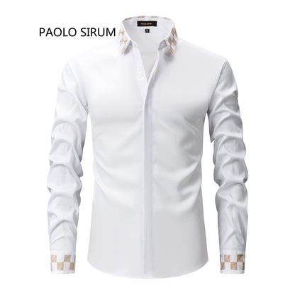 Paul Salomon Embroidered Long-Sleeve Men's Shirt - White / 2XL