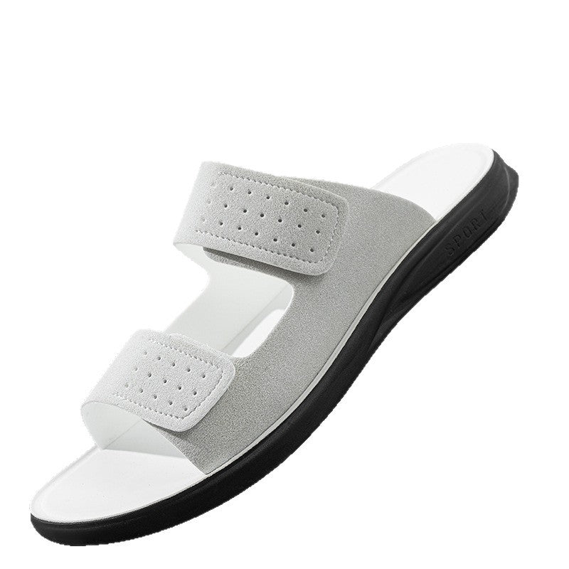 Men's Breathable Matte Velcro slippers - Black / 38