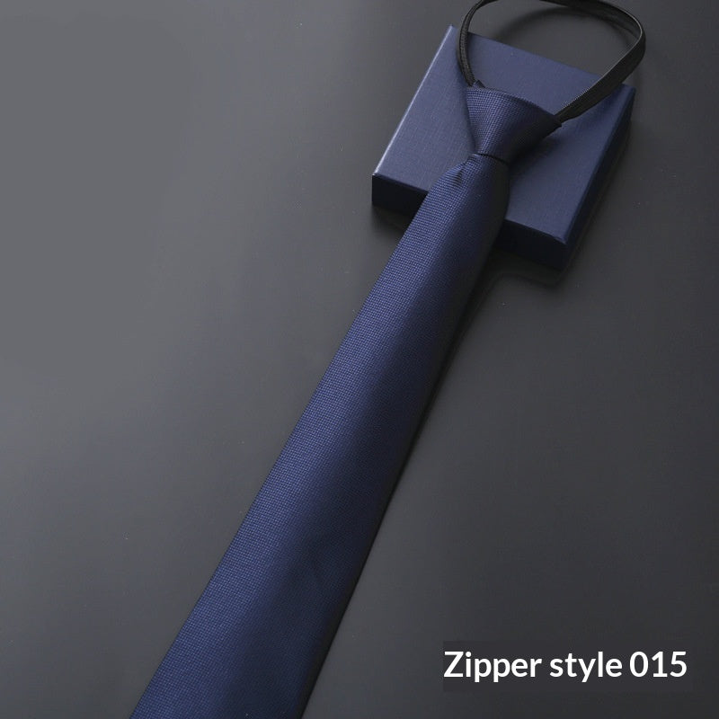 Mens Business Formal Zipper Tie With Blue Stripes - Zipper 015