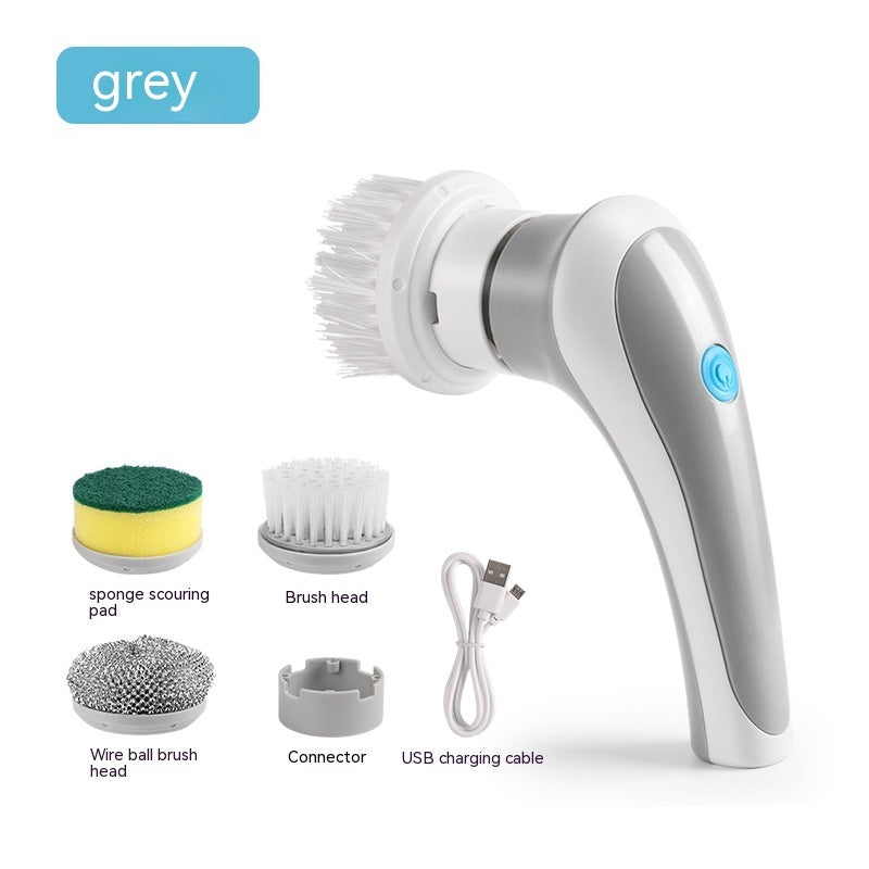 Electric Cleaning Brush 4 In 1 Spinning Scrubber Handheld - Gray